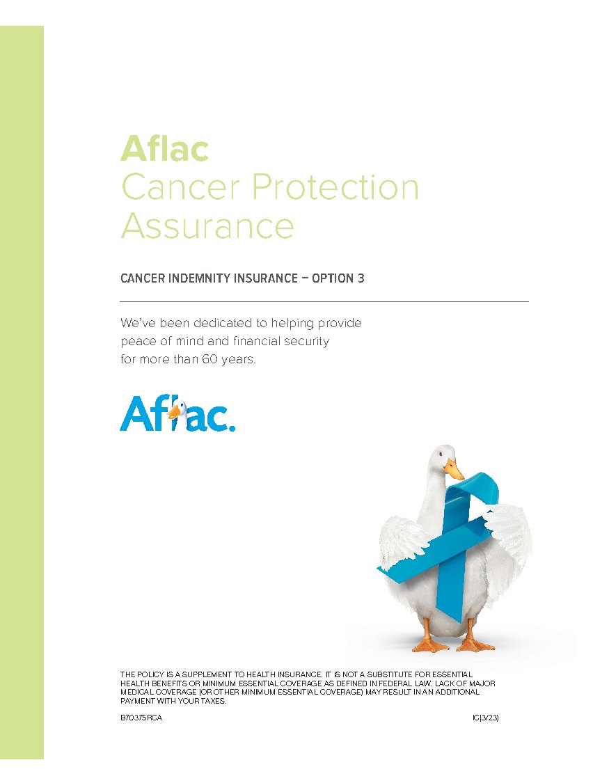 First page of Cancer Protection Assurance