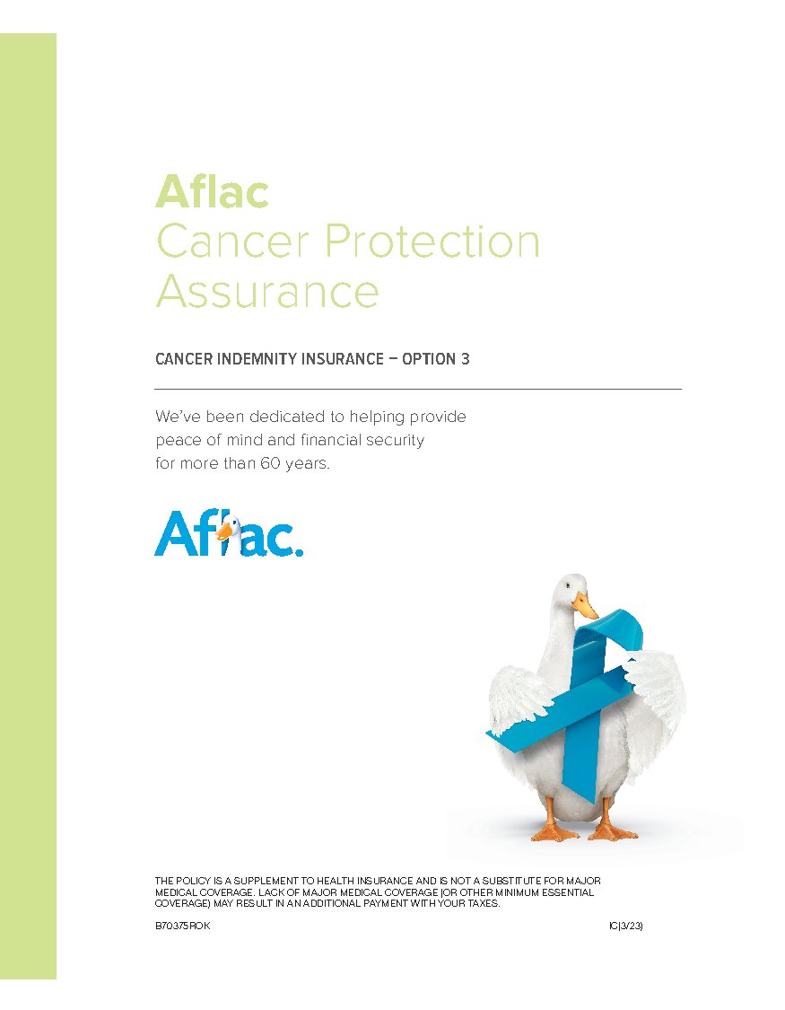 First page of Cancer Protection Assurance