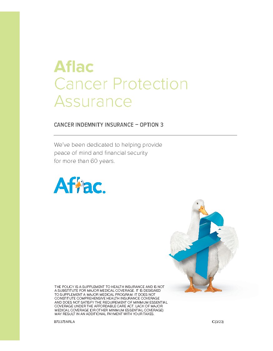 First page of Cancer Protection Assurance