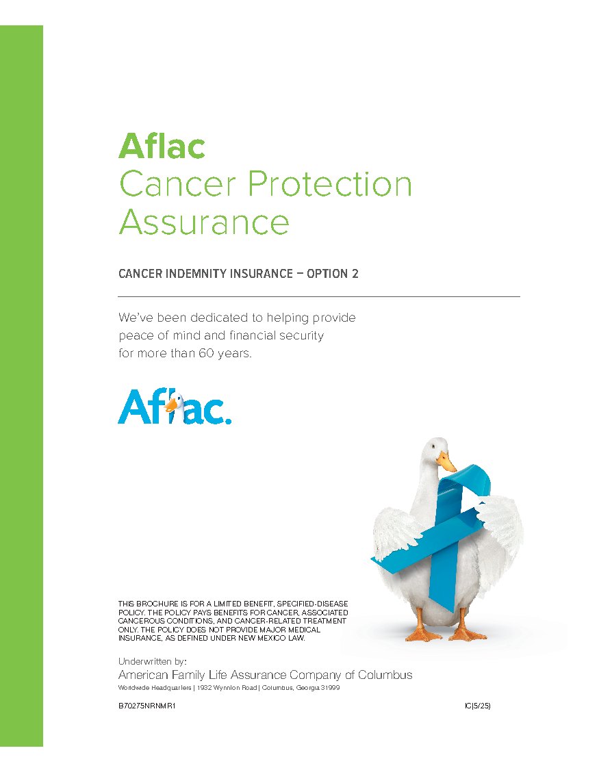 First page of Cancer Protection Assurance